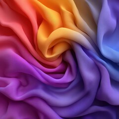 Leinwandbilder - Swirled Colorful Fabric Texture in Rainbow Hues. Vibrant silk or satin material. Abstract artistic background. Soft folds and waves. Studio shot