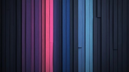 Poster - Colorful vertical wooden planks with varying shades of blue purple and pink form a textured background. The planks create a vibrant modern aesthetic