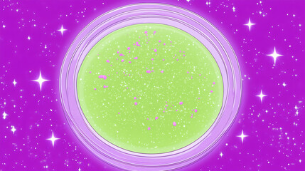 Poster - A vivid green substance artistically placed in a purple bowl, creating an eye-catching contrast and a unique visual experience in soft light.