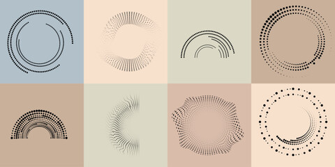 Poster - art composition with halftone dots .modern art design .neutral color stripes .transition dots. geome