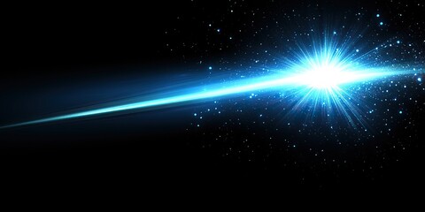 Wall Mural - bright blue light streak in dark space