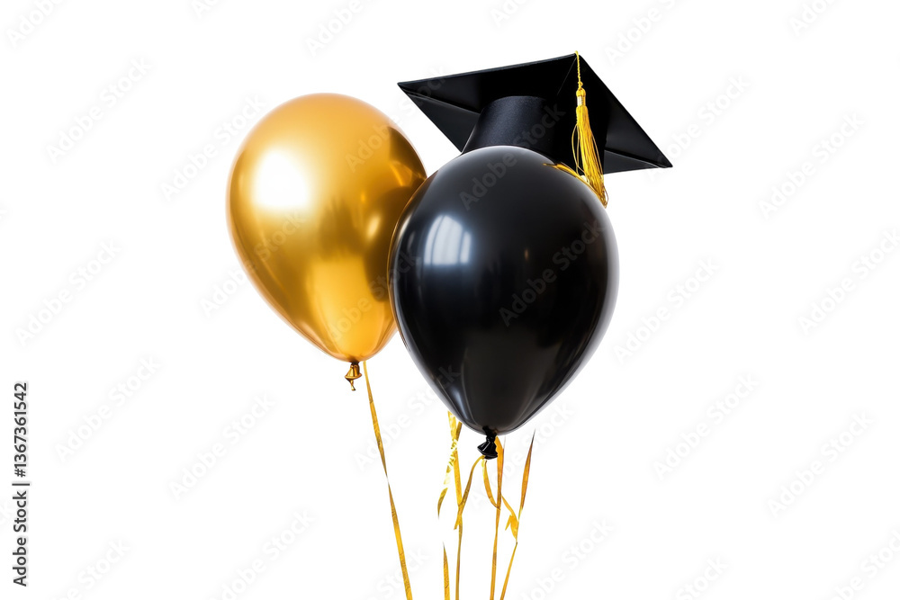 Celebrating graduation with gold and black balloons alongside a ...