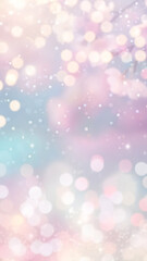 Wall Mural - Abstract gradient soft pink sky blue blurred background with glitter sparkle, bokeh effect, floral element, flower, branch, highlight for wallpaper design.