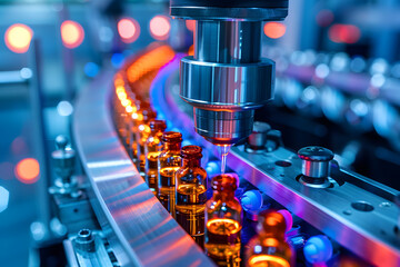Poster - Precision pharmaceutical manufacturing line at work