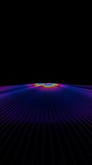 Aufkleber - Vibrant rainbow lines radiate across a dark background, forming a fluid wave-like surface with bright gradient stripes, evoking a dynamic and futuristic design.......