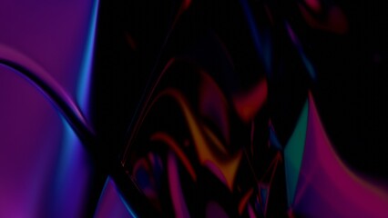 Aufkleber - Fluid metallic lumps in neon purple and blue float on a black background, creating an abstract wave pattern that merges illusions, technology, and futuristic design........