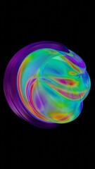 Aufkleber - Fluid metallic lumps in neon purple and blue float on a black background, creating an abstract wave pattern that merges illusions, technology, and futuristic design........