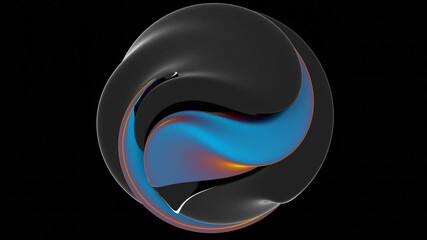 Leinwandbilder - Fluid black and vibrant gradient surfaces merging in a sleek abstract design, featuring bold color transitions and a modern, minimal aesthetic.