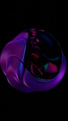 Aufkleber - Swirling orb in vibrant pink and purple hues with a metallic sheen, forming a fluid, abstract shape on a black background for a futuristic aesthetic.