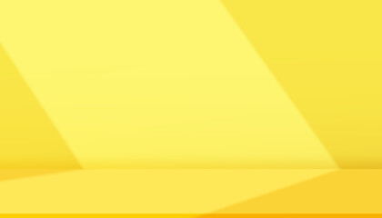Aufkleber - Yellow background,Shadow,light effect on wall room for product display,Studio background sunlight,shadow window reflection texture on floor podium,Vector Abstract background for Autumn banner