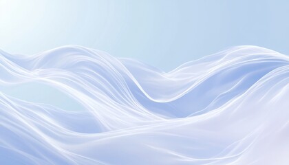 Poster - Flowing Light Blue Fabric Waves on a Soft White Background