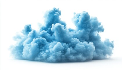 Poster - Fluffy Light Blue Cloud Formation on White Background