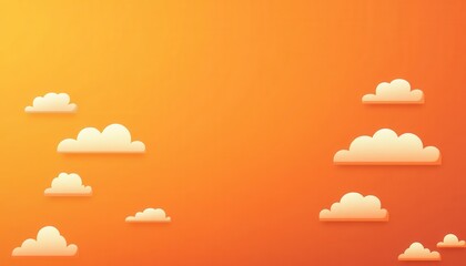 Poster - Orange And Yellow Sunset Sky With White Pixel Clouds Background