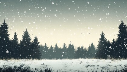 Aufkleber - Snowy Forest Landscape at Dusk