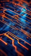 Aufkleber - Futuristic circuit board design digital realm abstract graphic high-tech environment close-up view innovative technology concept