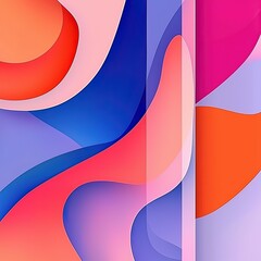 Poster - Abstract Composition of Dynamic Shapes with Cascading Colors in Soft Tones Highlighting Artistic Forms and Symbolic Elements
