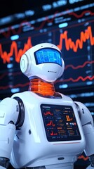 Aufkleber - Futuristic robot analyst monitoring economic trends tech lab digital art futuristic environment close-up view innovation insights