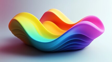 Leinwandbilder - Colorful Abstract Wave Sculpture with Smooth Surface and Rainbow Gradient