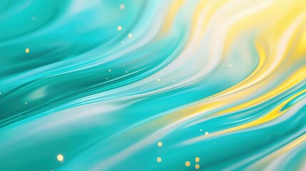 Poster - A vibrant abstract image featuring flowing turquoise and golden waves, creating a dynamic and serene visual effect, Green Technology.