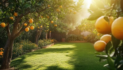 Poster - Sunlit Orange Grove Garden