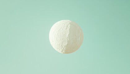 Poster - White Textured Sphere on a Pastel Green Background