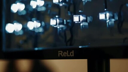Poster - Dynamic transition of blurred led wall lights in soft focus bokeh effect