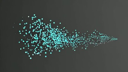 Poster - Dynamic blue particles swirling and expanding in abstract motion on dark background