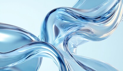 Poster - Abstract Liquid Flowing in Light Blue Background