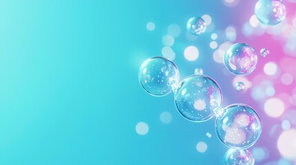 Poster - A vibrant background featuring floating bubbles against a gradient of blue and pink, creating a whimsical, dreamy atmosphere, Green Technology.