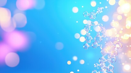 Poster - A vibrant blue background with colorful bokeh and sparkling bubbles, creating a dreamy, whimsical atmosphere, Green Technology.