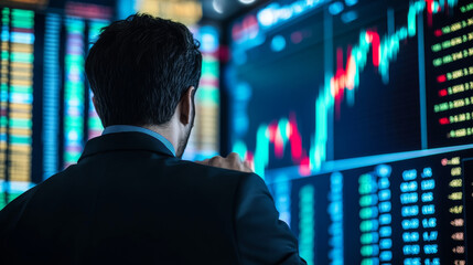 Poster - Isometric Businessman Trading Stocks