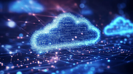 Poster - Isometric modern cloud technology and networking concept. Web cloud technology business. Internet data services vector illustration.