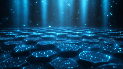 Blue technological honeycomb structure background