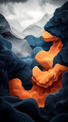 Poster - Abstract blue orange energy flow
