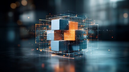 Poster - Abstract colorful cube structure blocks