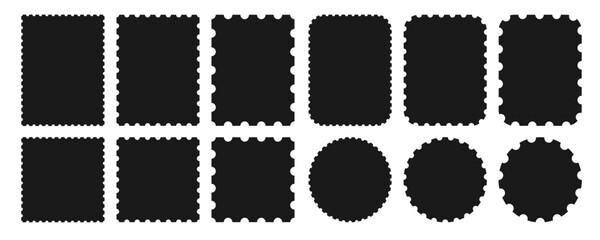 Wall Mural - set geometric blank frame. retro black text box. empty speech bubble, textbox on white background, p