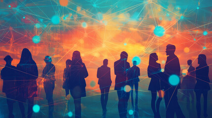 Poster - Social media network. People connecting all over the world. People leaving comments and likes for posts. Vector illustration