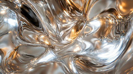 Poster - Striking silver object set against a black background with shimmering blends of metallic paint merging to create a dramatic contrast.