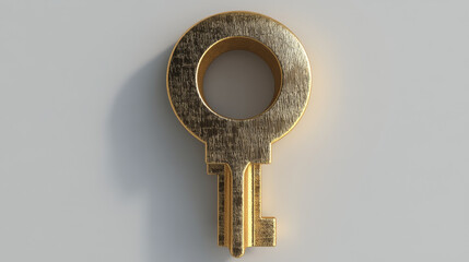 Poster - Circle keyhole template for locker, door handle or padlock. Realistic detailed golden key hole mockup on white background. 3d vector illustration