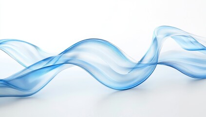 Poster - Abstract blue flowing ribbons on white background