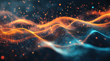 Poster - Digital Information Wave for Metaverse concept. Vector of abstracrt background 