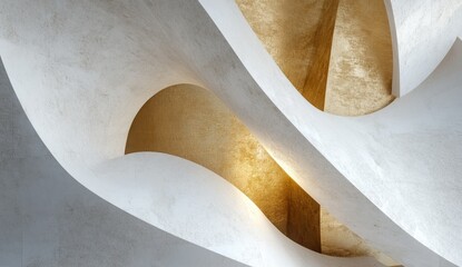 Poster - Abstract architectural interior, curves, light, modern design