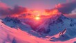 © D_ - Fiery sunrise glowing over snowy peaks high resolution picture