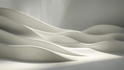 Poster - Abstract, flowing, white, architectural forms, soft light background