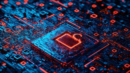 Poster - Vibrant digital locks are showcased in a close-up view, symbolizing the fusion of cybersecurity, technology, and the preservation of data protection and privacy in the digital realm