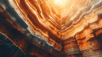 Poster - Stunning canyon illuminated by bright light pouring from above creating a dramatic contrast against the rugged rock walls.