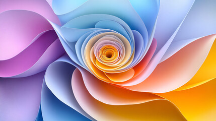 Poster - Delicate paper flower crafted with care showcasing subtle color shifts and gradients in soft hues for artistic appeal.