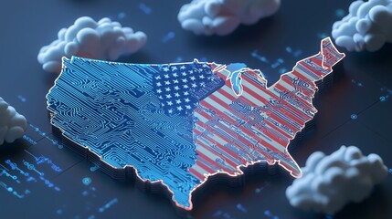 Poster - A 3D lock is a symbol of cybersecurity in the USA, representing protection for online password-protected data