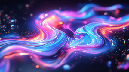 Poster - Colorful swirl of vibrant pigments creating dynamic patterns on a dark background captured in an artistic and expressive style.