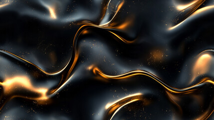 Wall Mural - Elegant black and gold fabric waves creating a luxurious texture and feel in a contemporary setting Generative AI
